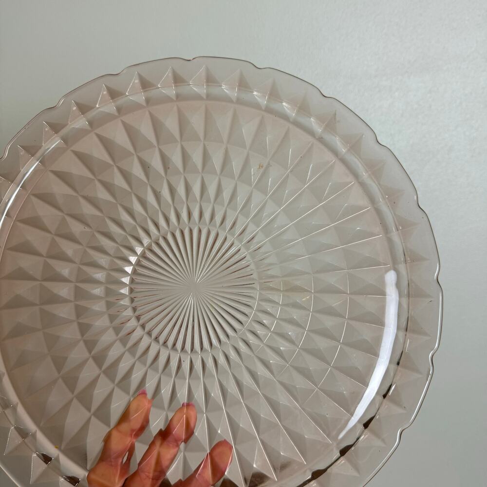 Windsor Diamond Pink Depression Glass Round Plate Jeannette Glass Co 13.5 inch - Picture 2 of 5